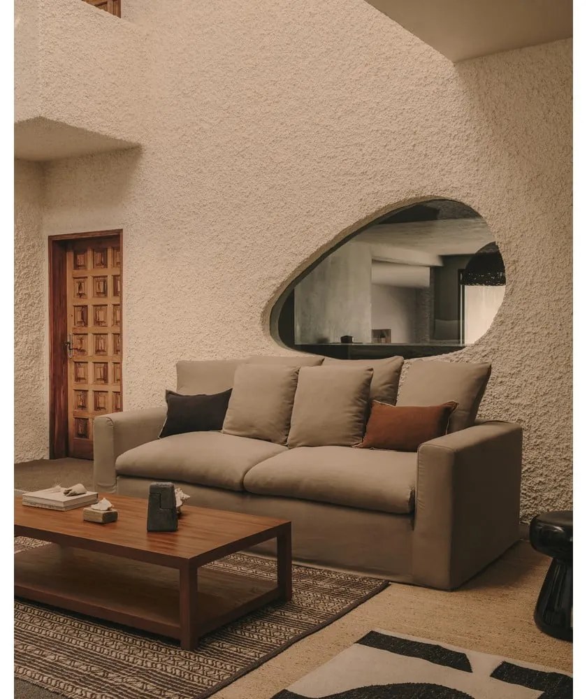 Antracytowa lniana sofa 240 cm Nora – Kave Home