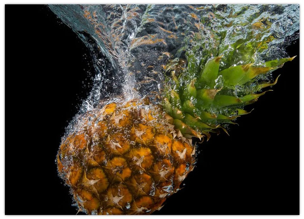 Obraz na szkle - ananas w wodzie (70x50 cm)