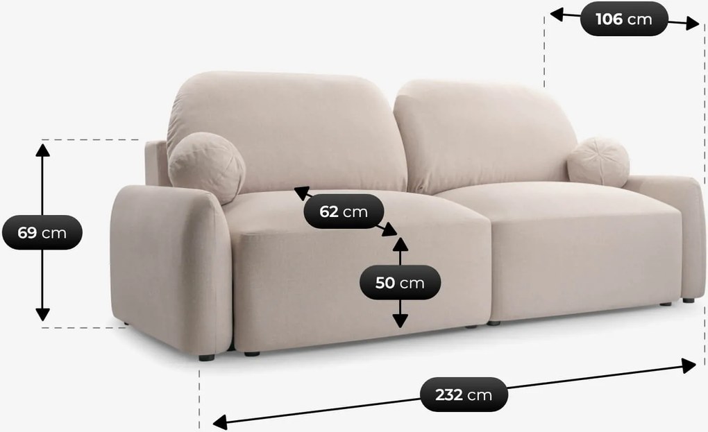 Sofa z Funkcją Spania SORENO Beżowa Nowoczesna