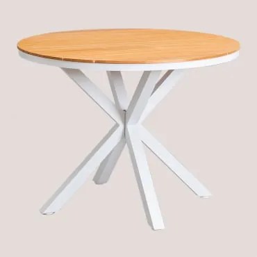 Okrągły Stół Ogrodowy Z Drewna Eukaliptusowego I Aluminium Archer Gardenia Biel & Ø100 Cm - Sklum