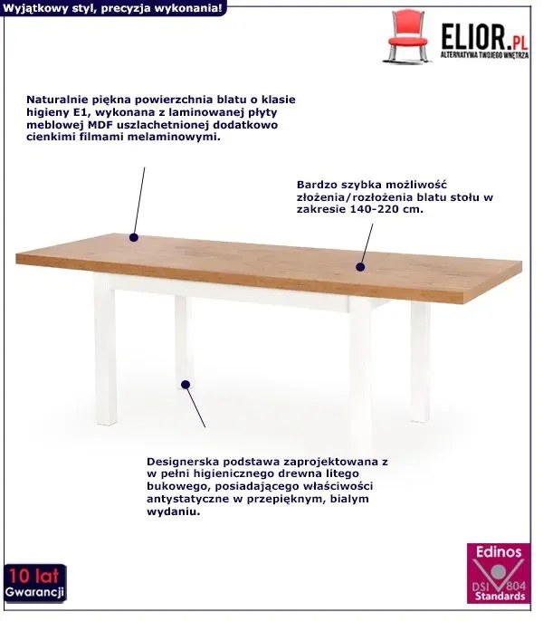 Prostokątny rozkładany stół z krzesłami - Mido