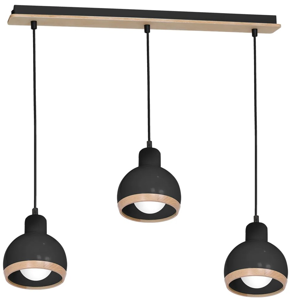 Lampa wisząca, potrójna, czarna, OVAL BLACK 3xE27