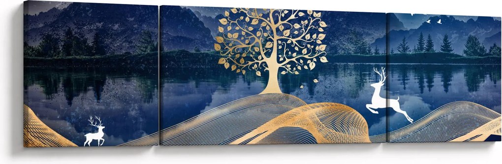 Obraz jelenia w pełni księżyca (170x50 cm)