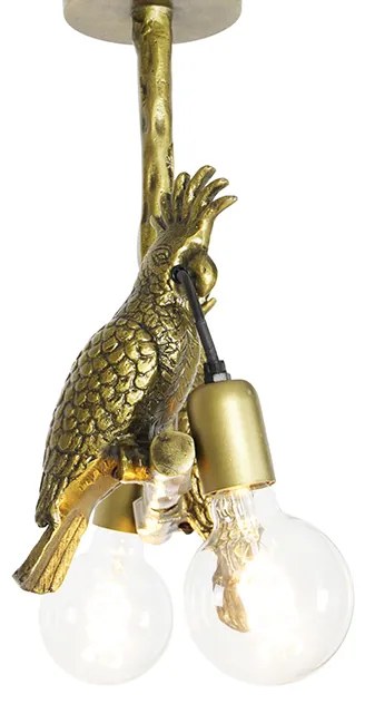 W stylu vintage lampa sufitowa mosiądz 2-światła - Animal Parrot Rustykalny / Vintage Oswietlenie wewnetrzne