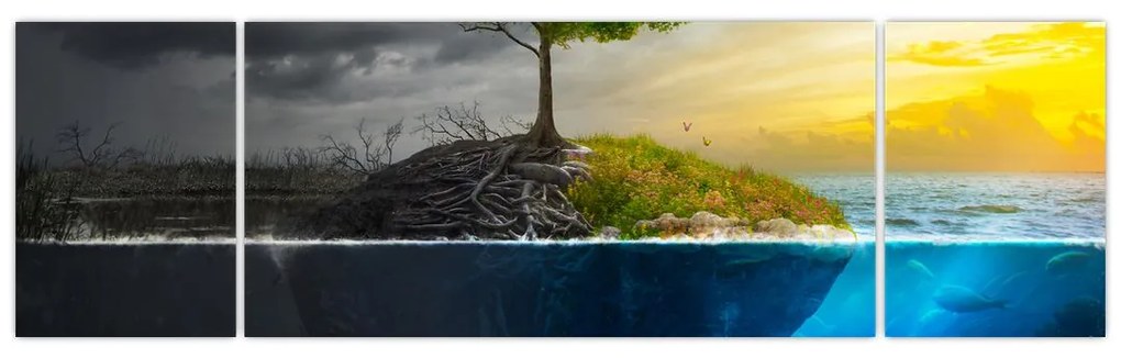 Obraz przedstawiający dwie strony (170x50 cm)