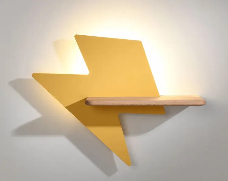 Żółta lampka błyskawica na ścianę do pokoju dziecięcego - K039-Deroti