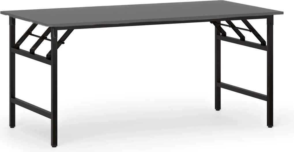 Stół konferencyjny FAST READY, 160x80 cm, czarna podstawa, grafit