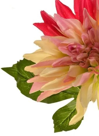 Sztuczna kwiat Dahlia różowo-żółta, 68 cm