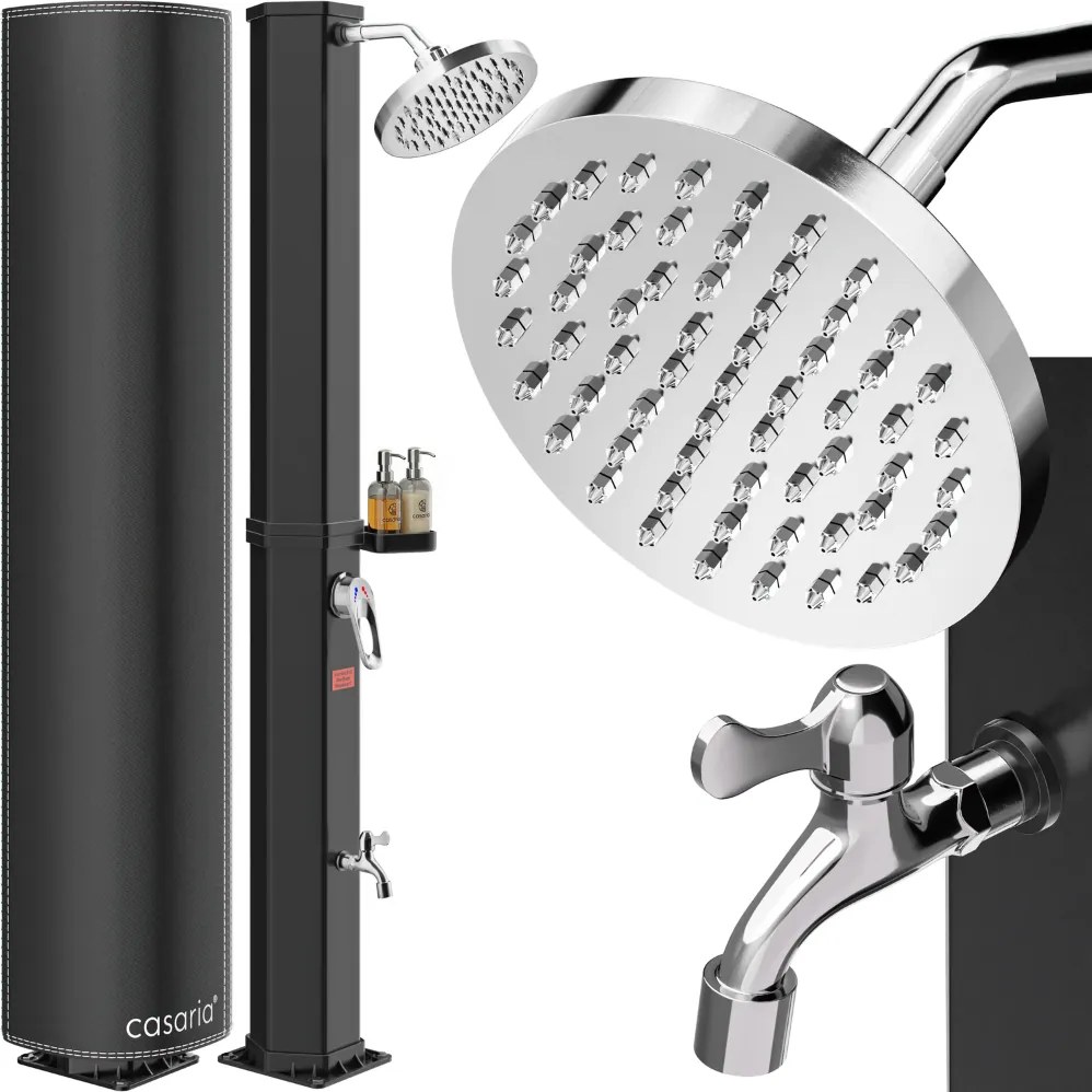 Prysznic solarny z pokrywą HAVANA, 60 l, czarny Casaria