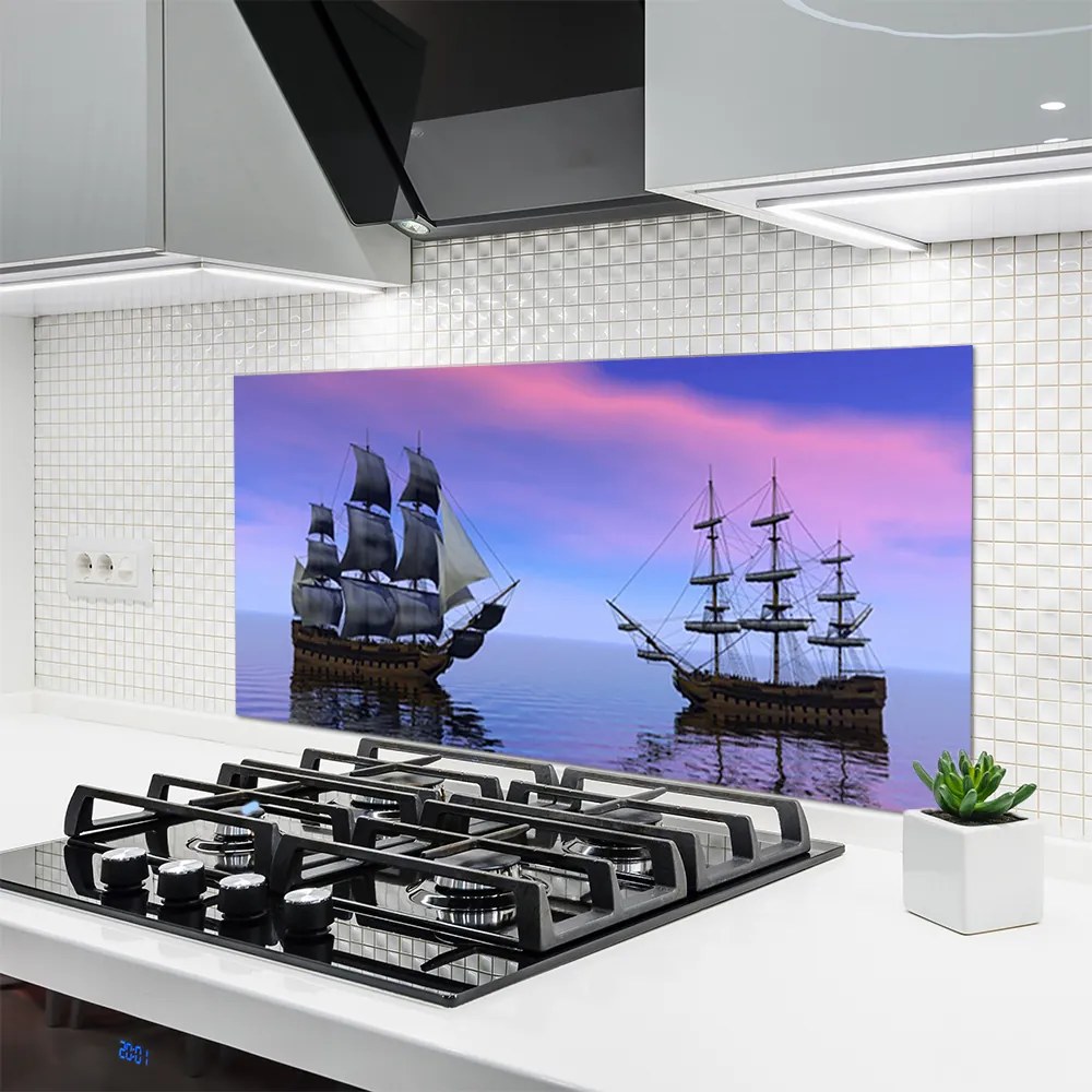 Panel Szklany Kolorowe Łodzie Na Falach