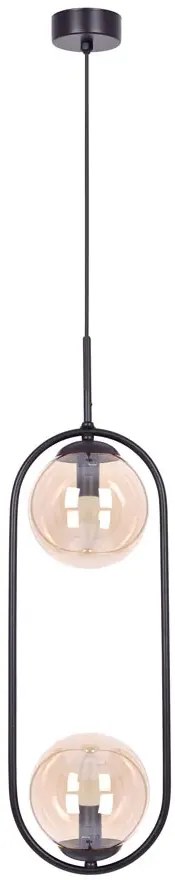 Podwójna lampa wisząca z bursztynowymi kloszami - 6X A199 C6-E84