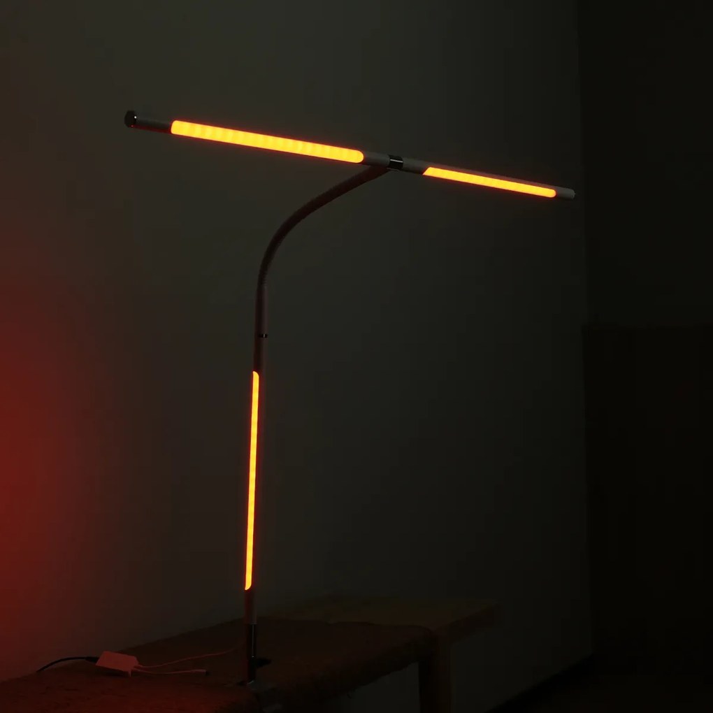 Lampa LED na biurko NOX z efektami RGBW, zacisk, pilot zdalnego sterowania