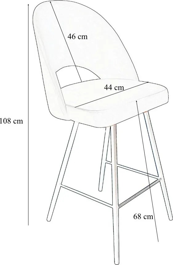 Hoker POLO krzesło barowe tkanina Welur podstawa metalowa hoker do kuchni : Kolor nogi - Czarna stożek, Kolor tkaniny - VELVET - BL75, Typ siedziska - Siedzisko stałe