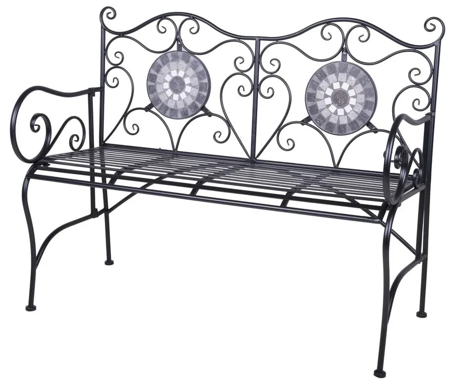 Czarna metalowa ławka ogrodowa Jalua – Garden Pleasure