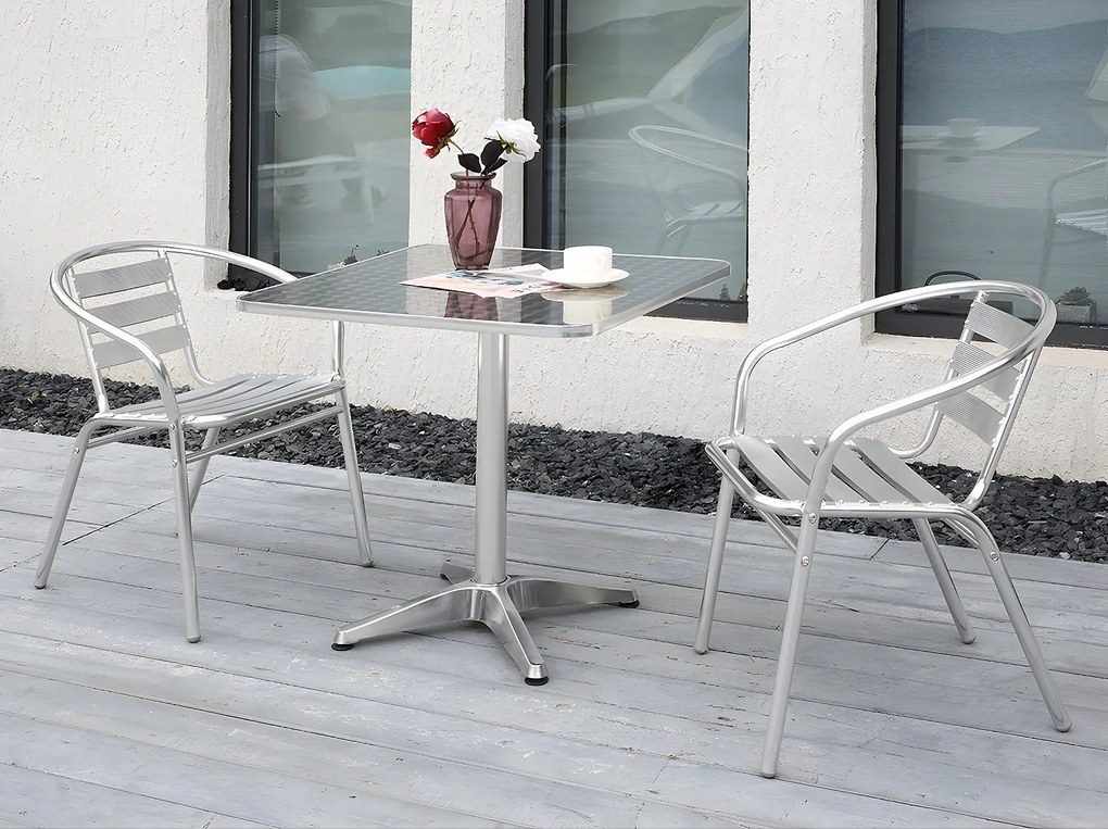 Zestaw ogrodowych mebli jadalnianych  z aluminium: mały kwadratowy stolik i 2 krzesła - MONTMARTRE