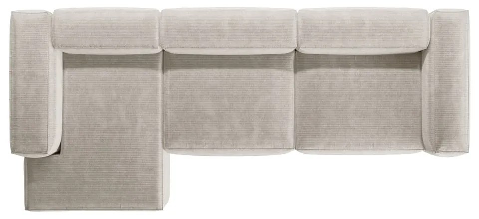Beżowy sztruksowy narożnik (lewostronny/z szezlongiem) Bergano – Cosmopolitan Design