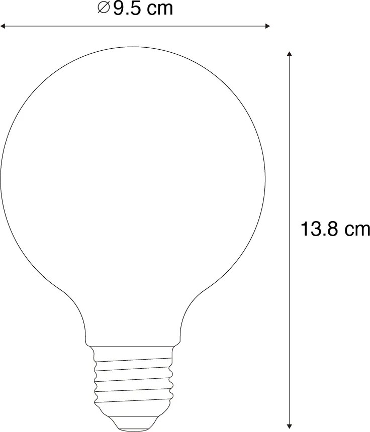 Zestaw 5 żarówek LED E27 G95 z przezroczystym żarnikiem 3,8W 806 lm 3000K