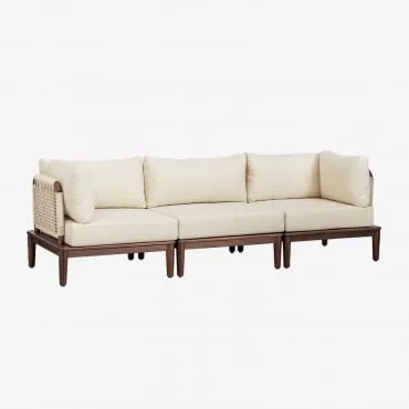 Modułowa Sofa 3-częściowa Z 2 Narożnymi Fotelami Z Akacji Giulia Kremowa - Sklum