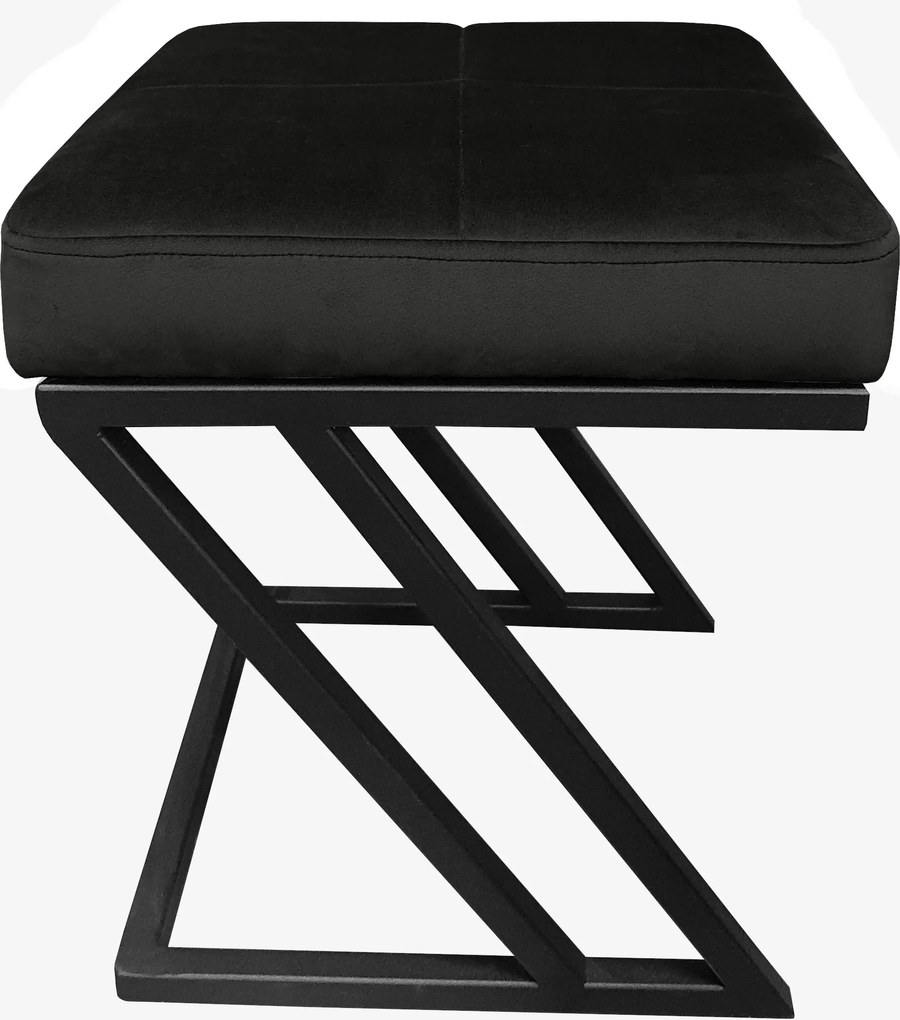 Pufa ZETA tkanina Welur loft ławka podnóżek metal : Kolor Stelaża - Czarny , Kolor tkaniny - VELVET - MG19, Typ tkaniny - Velvet