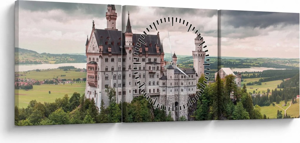 Obraz - Zamek na skałach (z zegarem) (90x30 cm)