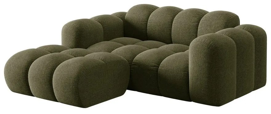 Zielony narożnik z tkaniny szenilowej (lewostronny/z szezlongiem) Treno – Cosmopolitan Design