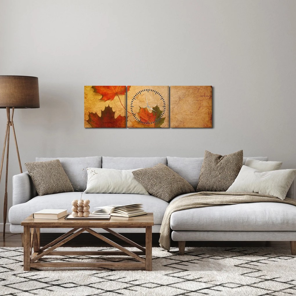 Obraz z motywem jesiennym (z zegarem) (90x30 cm)