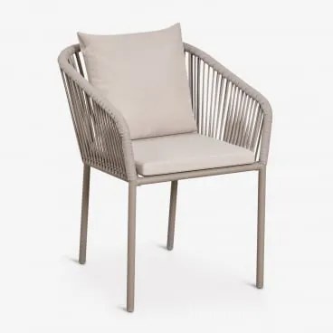 Krzesło Ogrodowe Z Podłokietnikami Z Plecionej Liny Arhiza Classic Moka Brown - Sklum