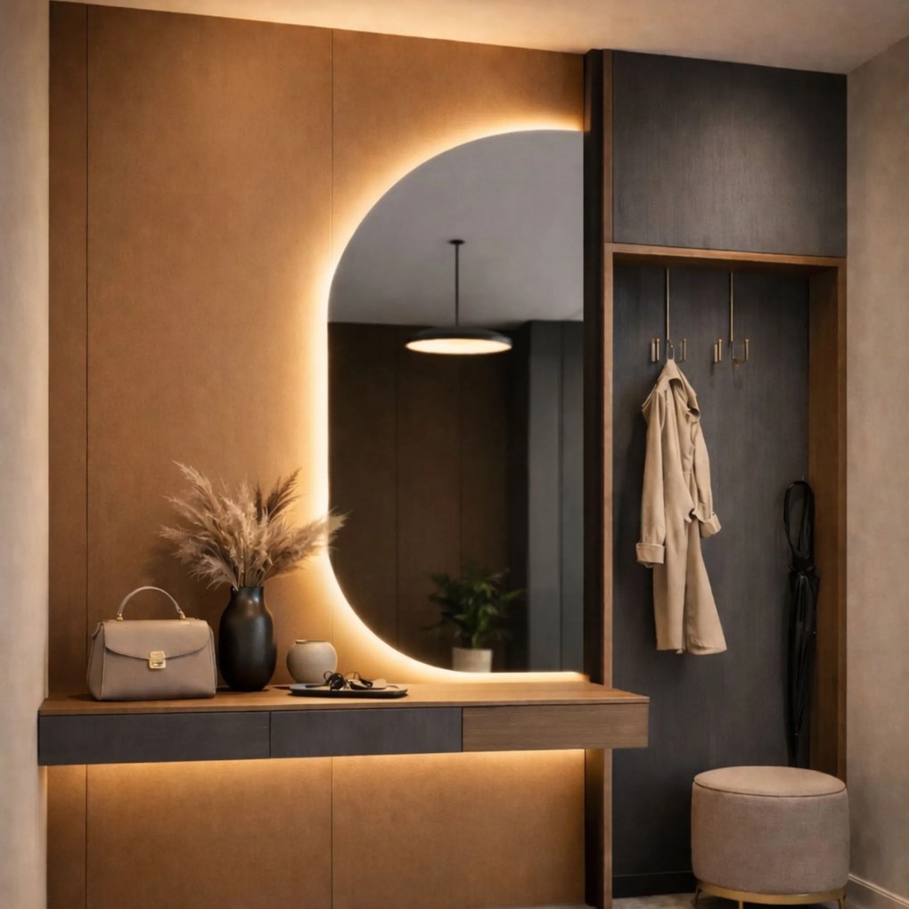 Lustro dekoracyjne z podświetleniem ARCH Aura LED | Różne rozmiary | Różne kolory : Kolor tafli szkła - Srebrny, Rozmiar - 66x140