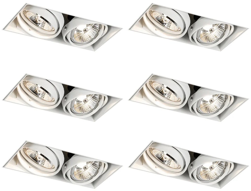Zestaw 6 reflektorów wpuszczanych białe GU10 70mm 2-źródła światła bezramkowe - Oneon Nowoczesny Oswietlenie wewnetrzne
