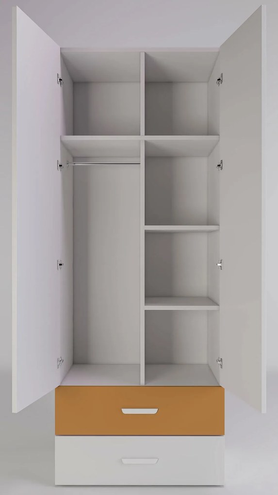 Dziecięca szafa na ubrania z drążkiem kaszmir + żółty S5-G25