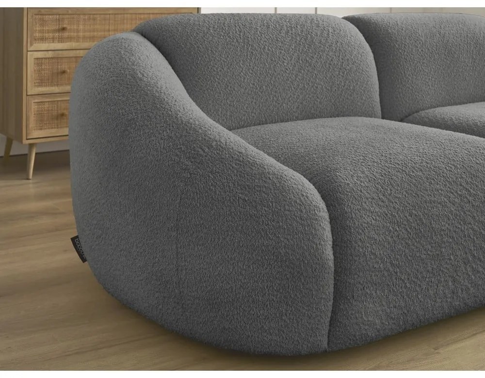 Szara sofa z materiału bouclé 230 cm Tina – Bobochic Paris