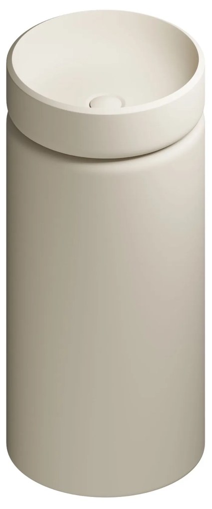 Umywalka z konglomeratu wolnostojąca okrągła beżowa matowa 85 x 40 cm RONA Beige Matt : Podłączenie syfonu - Do podłogi