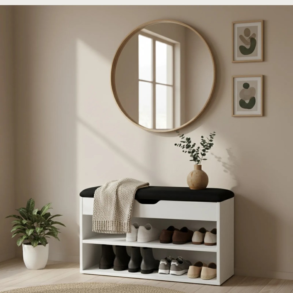 Szafka na buty z siedziskiem LEVA, 60 x 30 x 47 cm