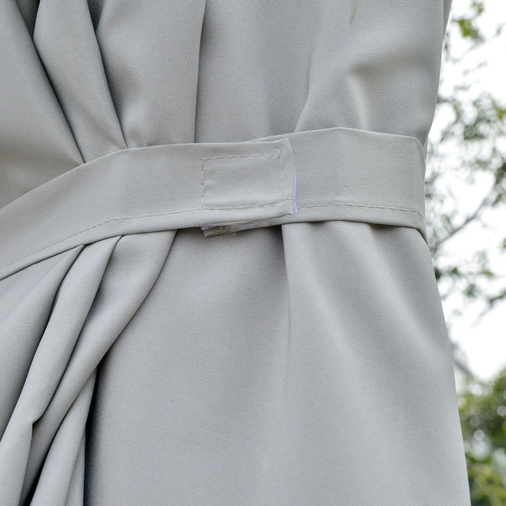 Outsunny Parasol z Oświetleniem LED Solar 4,5m, Podwójny Parasol Ogrodowy, Markiz, Tarasowy Okrągły Jasnoszary+Czarny