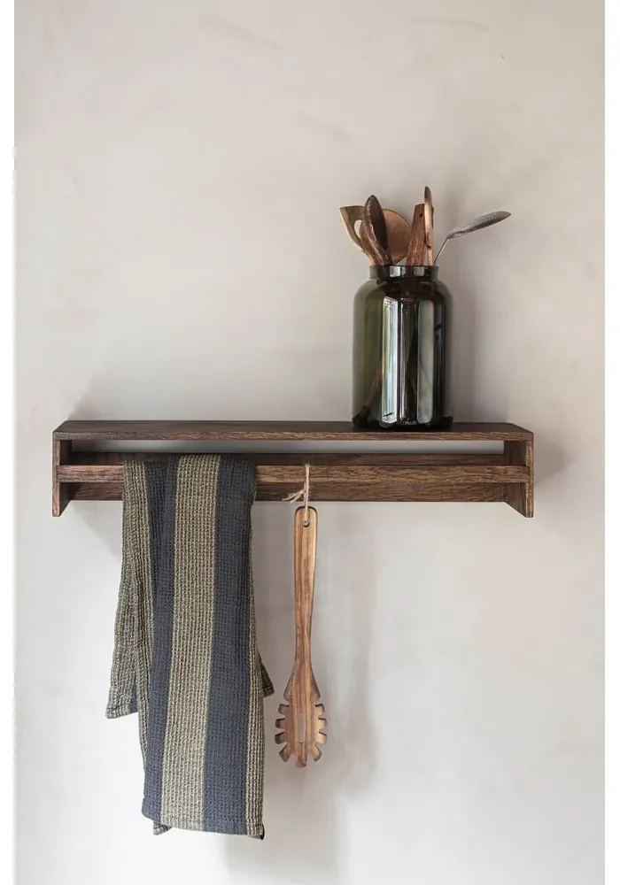 Brązowy wieszak ścienny z litego drewna dębowego z półką 60 cm Showcase – Mette Ditmer Denmark