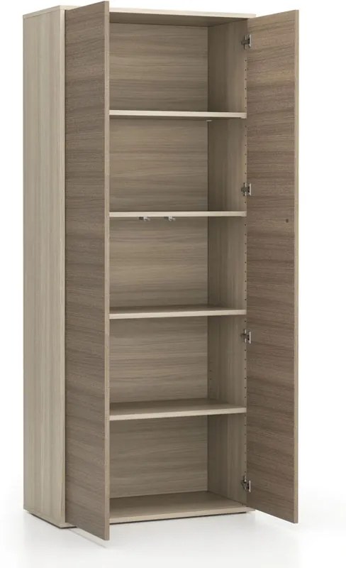 Szafa biurowa z drzwiami LAYERS, 4 półki, 800 x 400 x 1905 mm, dąb naturalny / dąb bejcowany