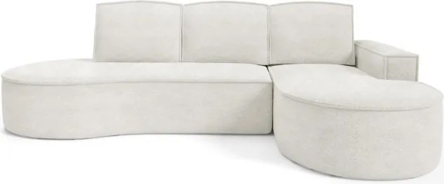 Narożnik MOLLY Prawostronny z funkcją spania, wolnostojący tkanina ABRIAMO 04 Biały