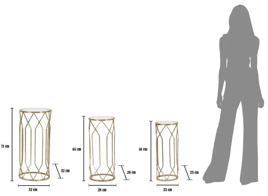 Okrągłe stoliki ze szklanym blatem zestaw 3 szt. ø 32 cm Tunisi – Mauro Ferretti