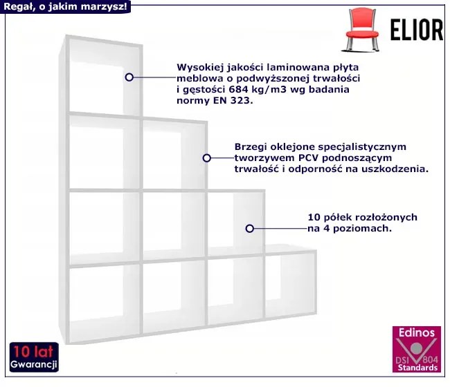 Schodkowy Regał Biały Czteropoziomowy Biała