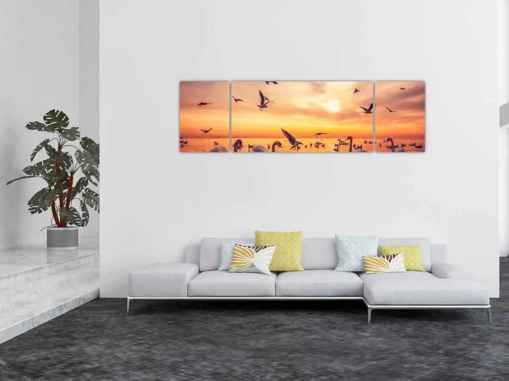 Obraz - Łabędzie (170x50 cm)
