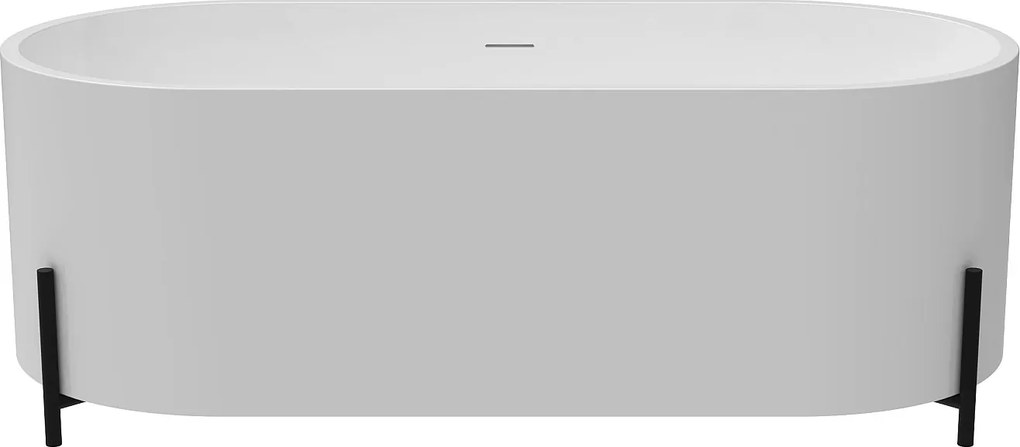 Wanna wolnostojąca owalna biała z czarnymi nóżkami - 160 x 73,5 x 59 cm - ALONSA