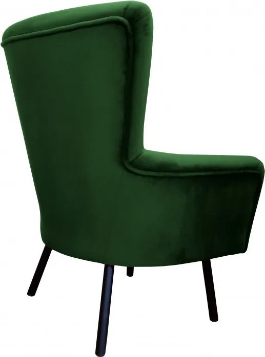 Fotel TULIP tkanina Welur noga metalowa Uszak luksusowy komfort salonu : Kolor nogi - Czarna, Kolor tkaniny - VELVET - MG25