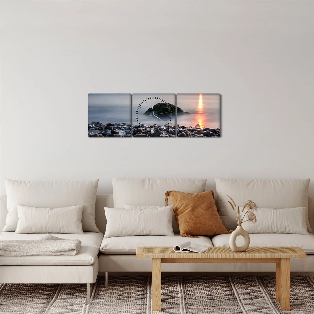 Obraz - Na wybrzeżu (z zegarem) (90x30 cm)