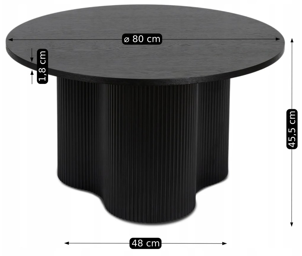 Stolik Kawowy DERIAN MAX 80 cm Czarny Nowoczesny Loft