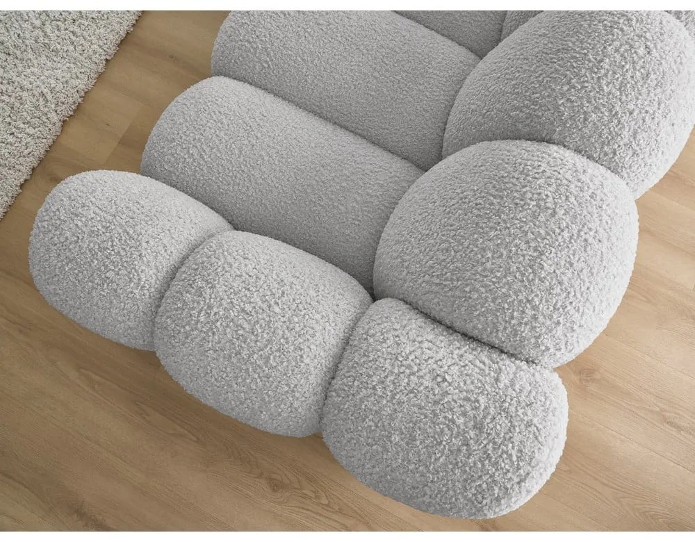 Jasnoszara sofa z materiału bouclé 232 cm Hippolyte – Bobochic Paris