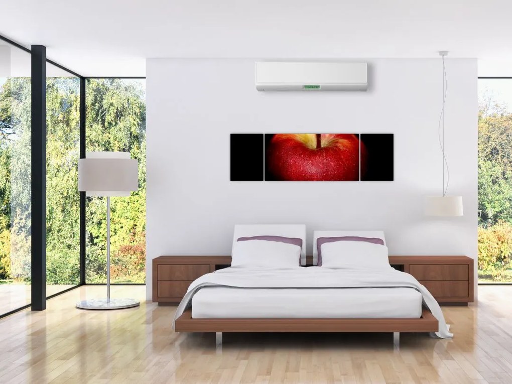 Obraz jabłka na czarnym tle (170x50 cm)