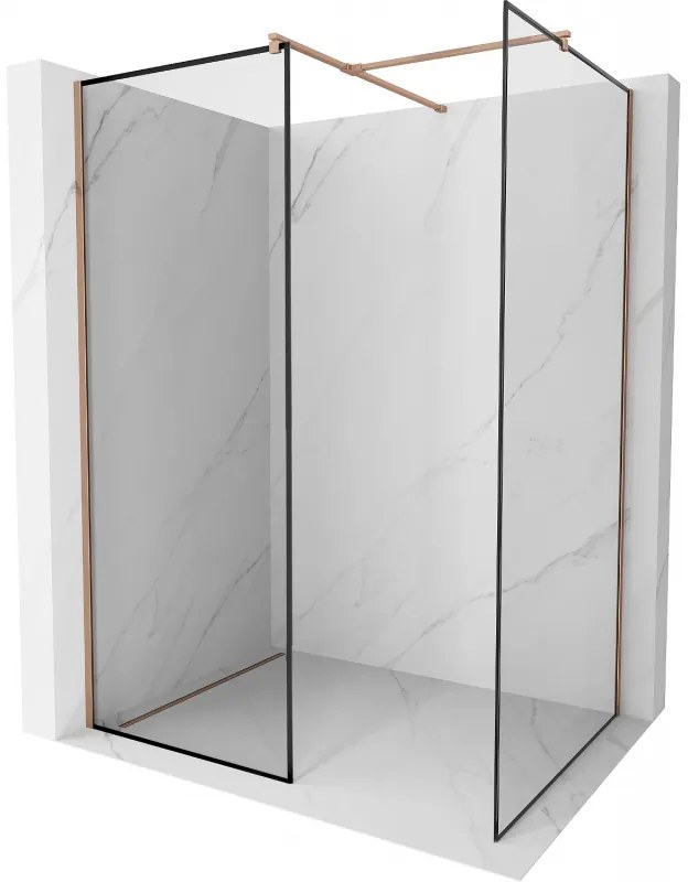 Mexen Kioto ścianka prysznicowa Walk-in 90 x 70 cm, czarny wzór, różowe złoto - 800-090-202-60-70-070