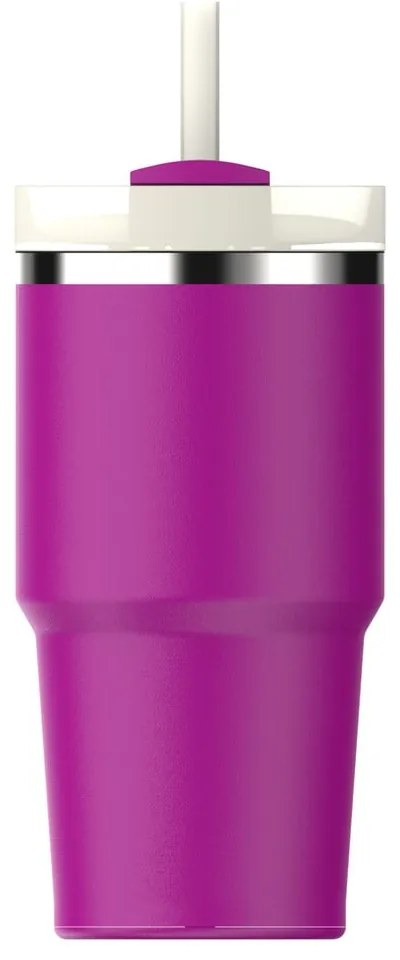 Różowy termos ze słomką ze stali nierdzewnej 600 ml Quencher H2.0 FlowState Tumbler Violet Blossom – Stanley
