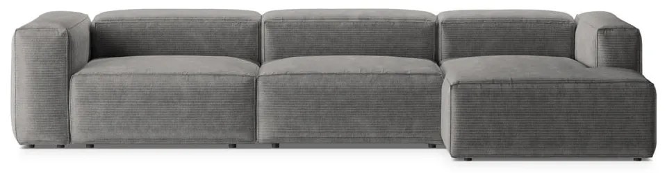 Jasnoszary sztruksowy narożnik (prawostronny/z szezlongiem) Bergamo – Cosmopolitan Design