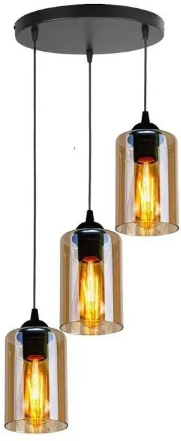 Czarna lampa wisząca z trzema ozdobnymi kloszami V138 D9-N13